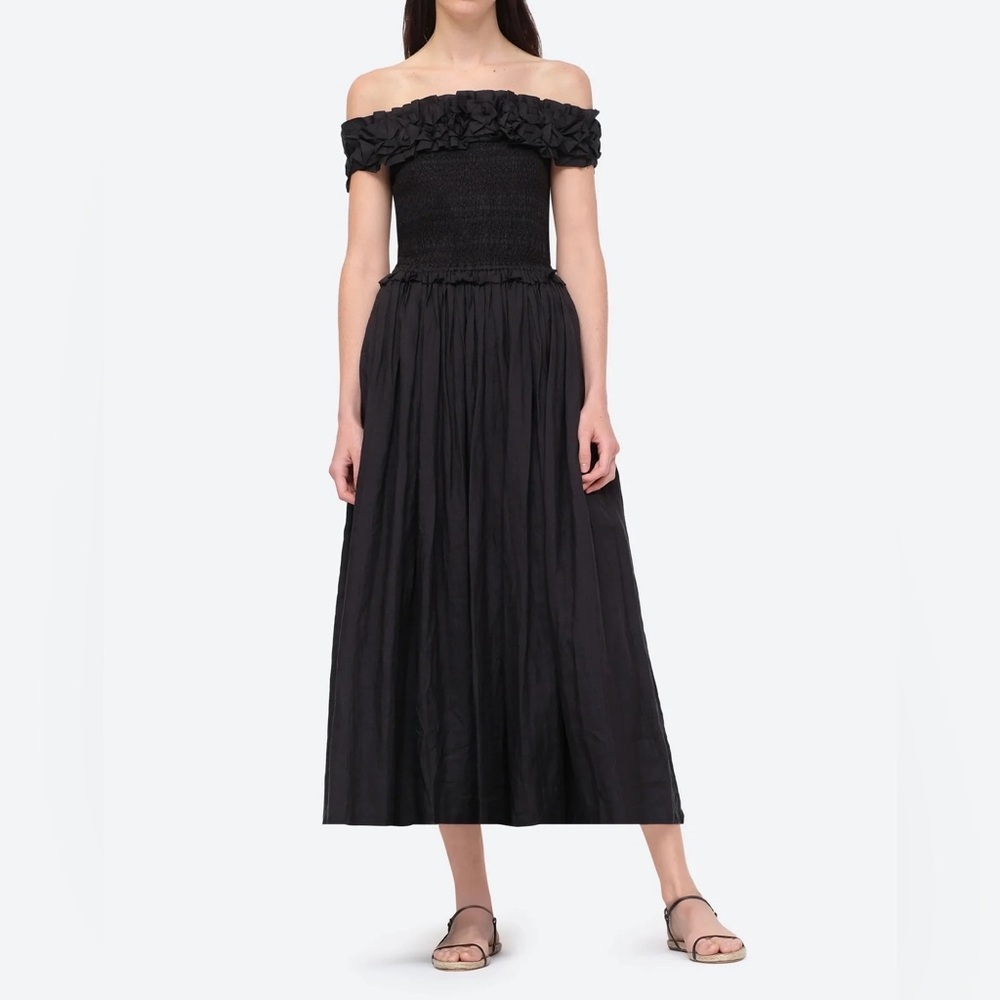 BNWT 100% Auth SEA New York Frida Strapless cotton dress Black Small 4